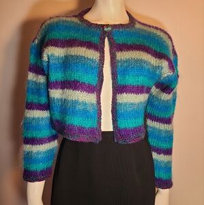 Women's artist striped mohair cardigan sweater
